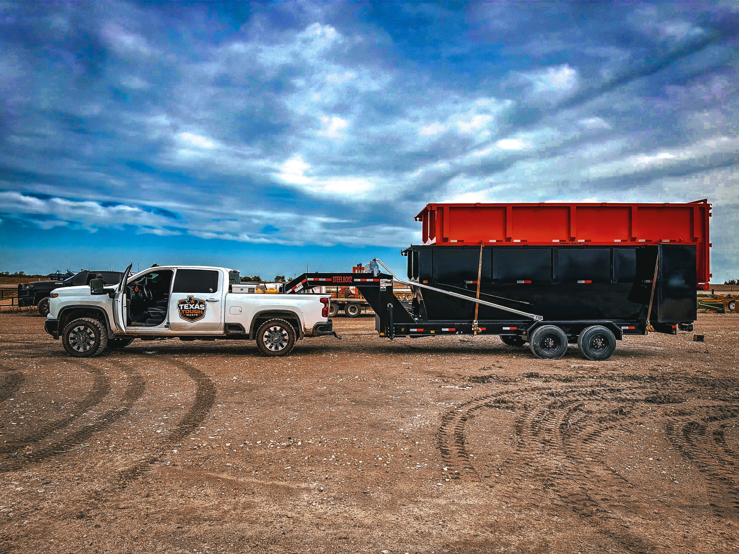 Texas Tough Waste dumpster trailer rental in Aledo, TX for construction debris, roofing, remodeling, and cleanup projects